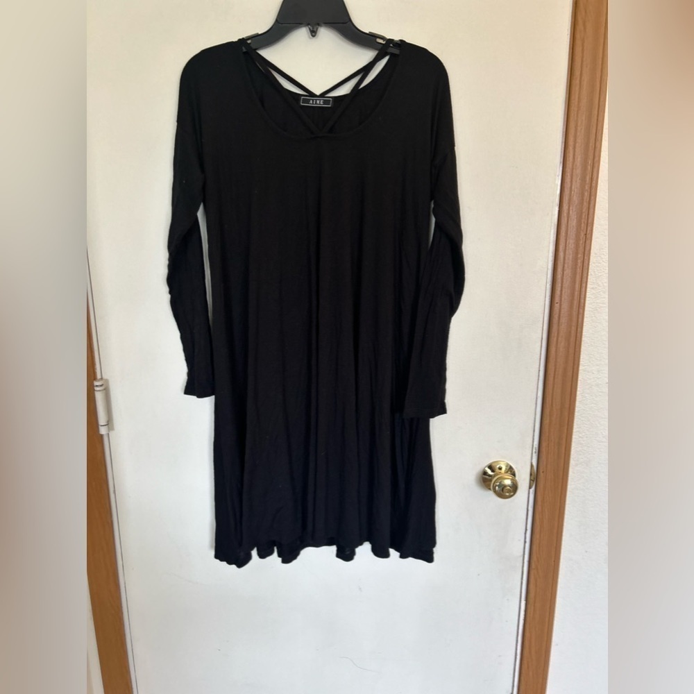 Aime long sleeve black stretchy 1X dress